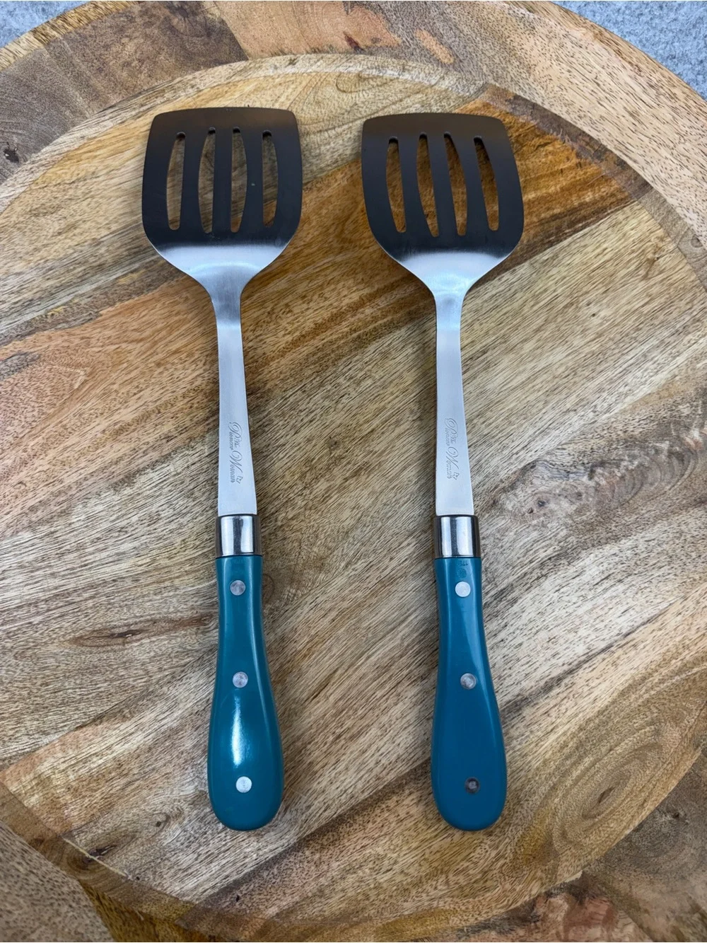 Pioneer Woman Teal Spatula Set Farmhouse Kitchen Turners